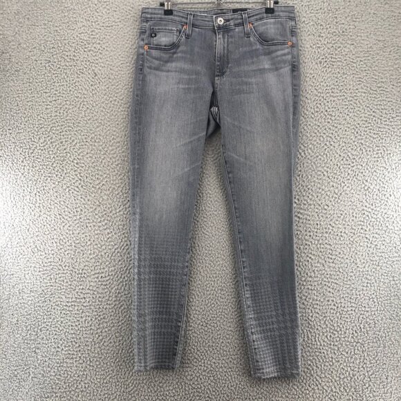 AG Adriano Goldschmied Jeans Womens 29 Gray Houndstooth Leggings Ankle Skinny - Picture 1 of 14